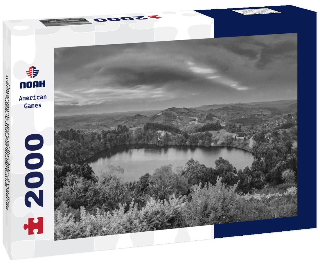 Noah Jigsaw Puzzle Panoramic view of the lake from the world's top in the crater lake in Uganda near Kibale in black white 2000 pieces