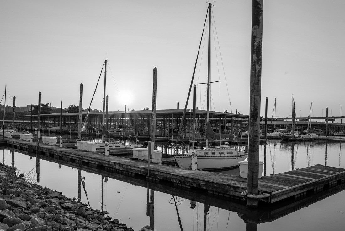 Marina in Alton Illinois at Sunrise 2000pc PuzzleBlack and White