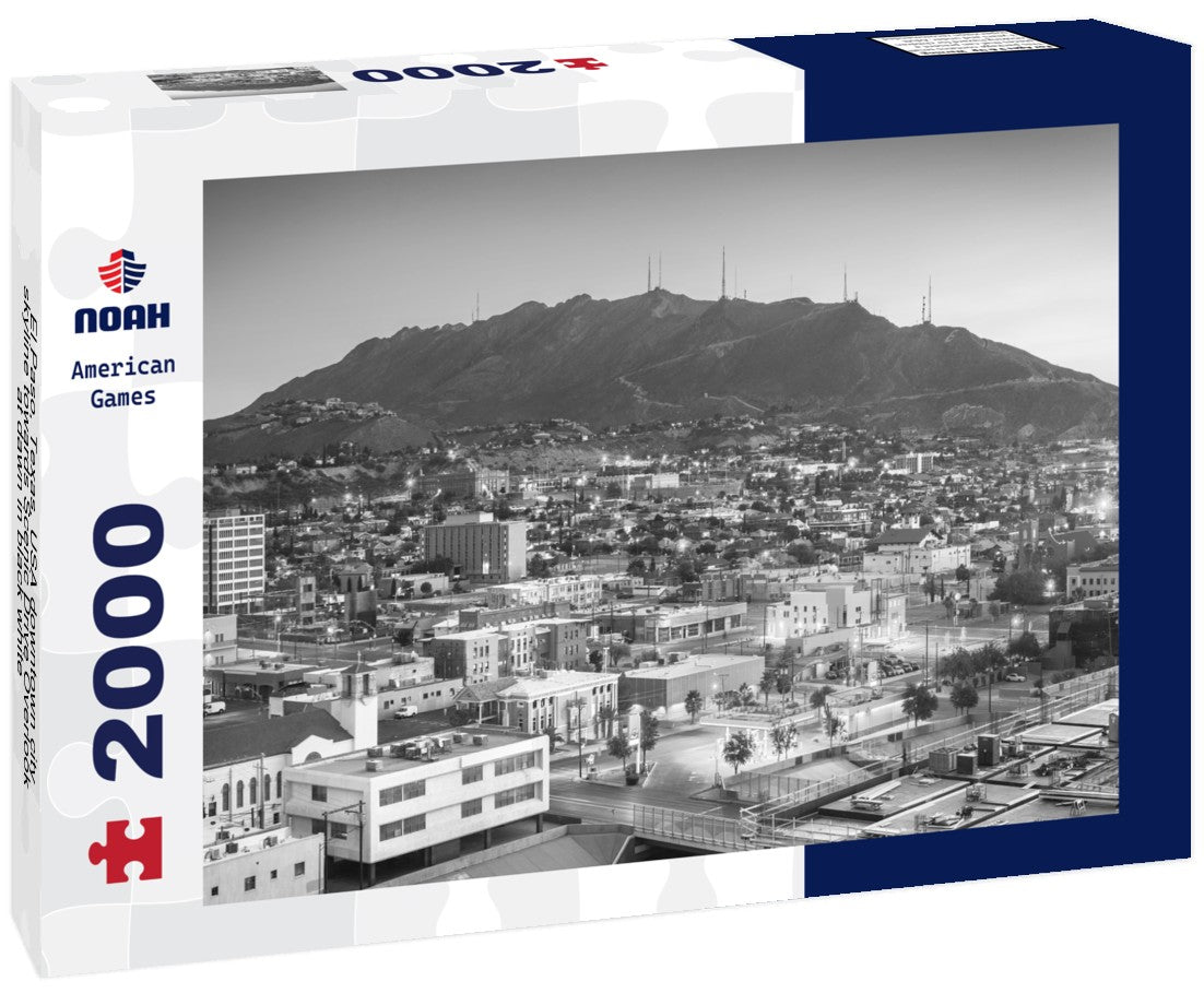 El Paso, Texas, USA downtown city skyline towards Scenic Drive Overlook at dawn 2000pc PuzzleBlack and White