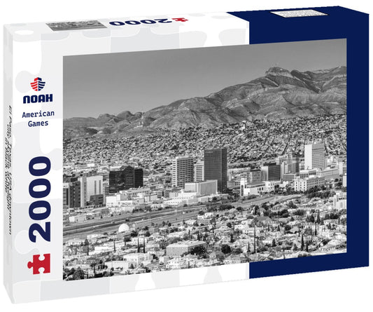 Noah Jigsaw Puzzle El Paso, Texas, USA downtown city skyline at twilight in black white 2000 pieces