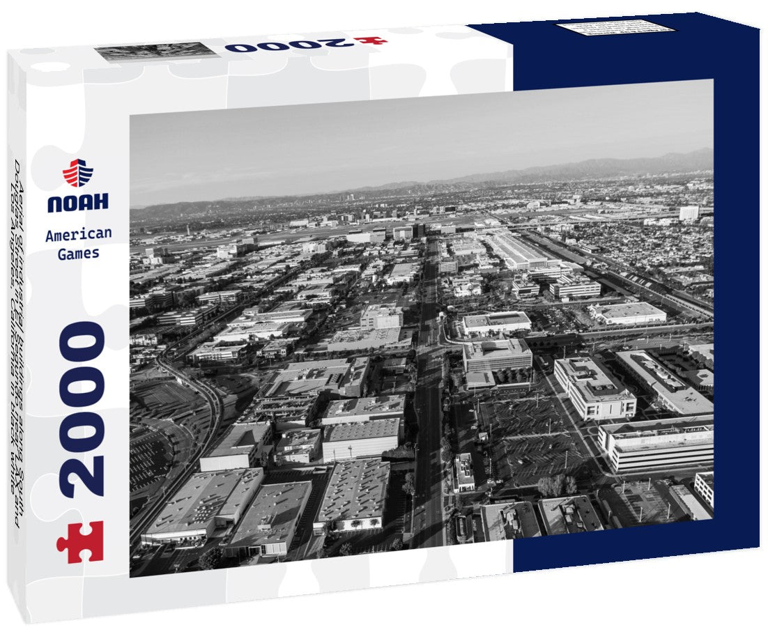 Aerial of industrial buildings along South Douglas Street in El Segundo near LAX and Los Angeles, California 2000pc PuzzleBlack and White