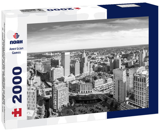 Noah Jigsaw Puzzle Aerial panorama of Providence skyline on a late afternoon. Providence is the capital city of the U.S. state of Rhode Island. Founded in 1636 is one of the oldest cities in USA in black white 2000 pieces