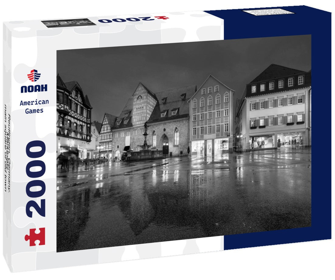 Reutlingen, Germany. Marktplatz - main square of old town at dusk 2000pc PuzzleBlack and White