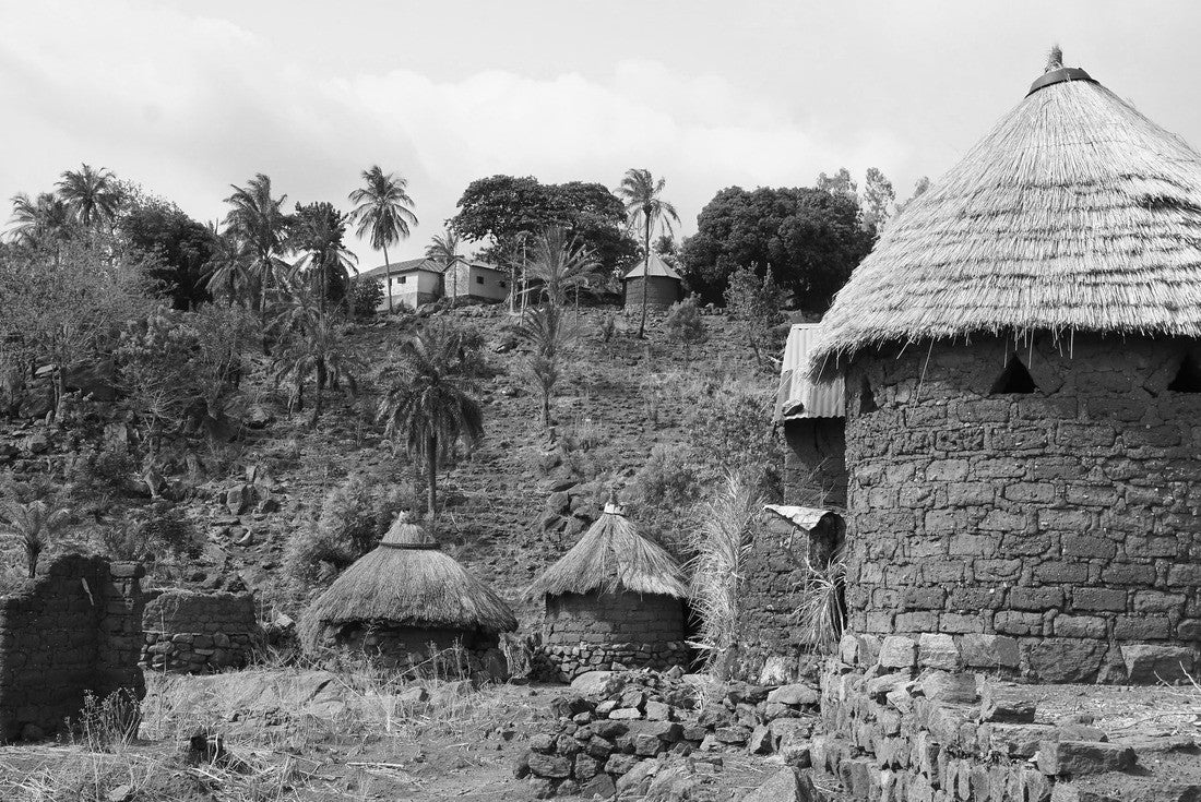 Noah Jigsaw Puzzle Rural village with traditional huts in central Togo in western Africa in black white 2000 pieces