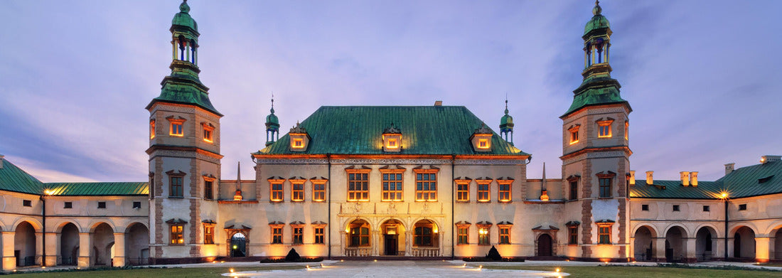 Noah Jigsaw Puzzle Bishop's Palace after sunset in Kielce, Poland, panorama Panorama 1000 Pieces