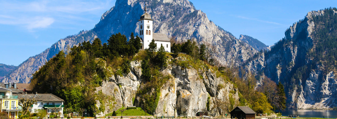 Noah Jigsaw Puzzle Traunkirchen on Lake Traunsee, panorama Panorama 1000 Pieces