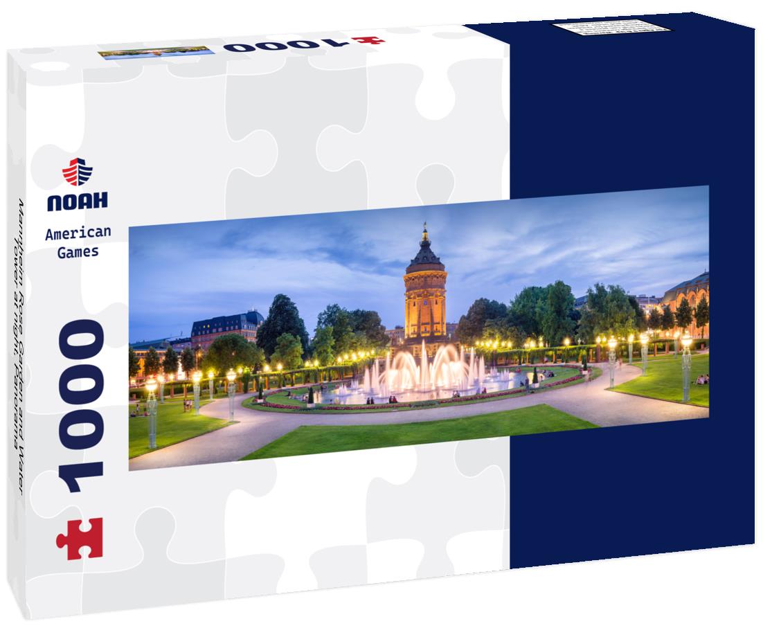 Noah Jigsaw Puzzle Mannheim Rose Garden and Water Tower at night, Panorama Panorama 1000 Pieces