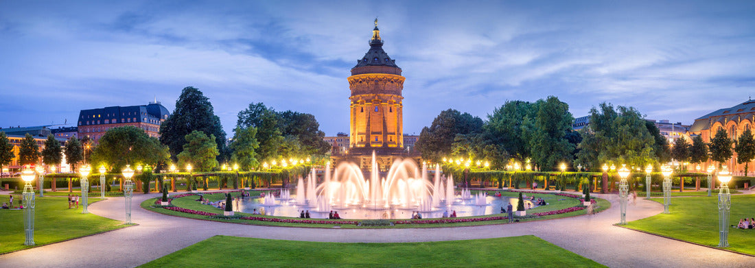 Noah Jigsaw Puzzle Mannheim Rose Garden and Water Tower at night, Panorama Panorama 1000 Pieces