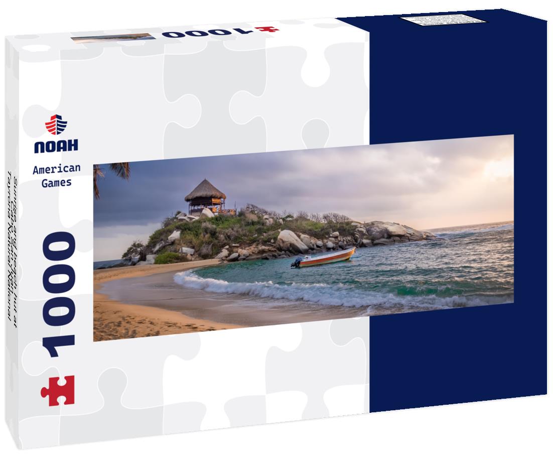Noah Jigsaw Puzzle Sunrise and beach hut at Cabo San Juan - Tayrona Natural National Park, Colombia, panorama Panorama 1000 Pieces