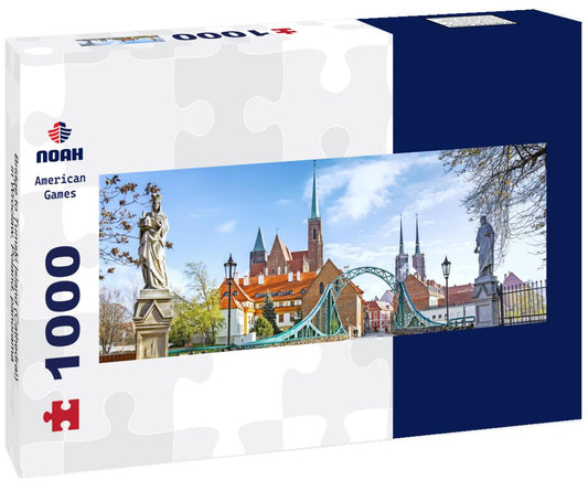 Noah Jigsaw Puzzle Bridge to Tumski Island (Cathedral) in Wroclaw, Poland, panorama Panorama 1000 Pieces