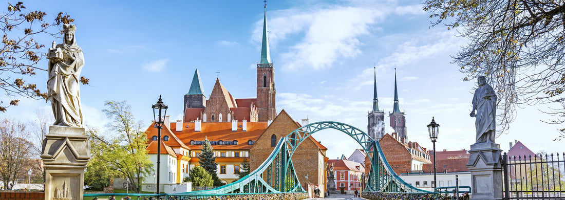 Noah Jigsaw Puzzle Bridge to Tumski Island (Cathedral) in Wroclaw, Poland, panorama Panorama 1000 Pieces
