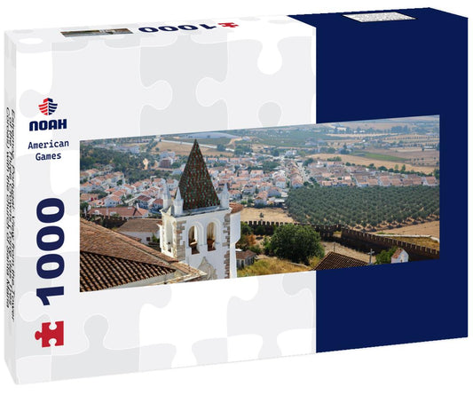 Noah Jigsaw Puzzle Estremoz, Portugal: View from the Tower of the Three Crowns (Torre das Tres Coroas) with the church of Santa Maria in the foreground, panorama Panorama 1000 Pieces
