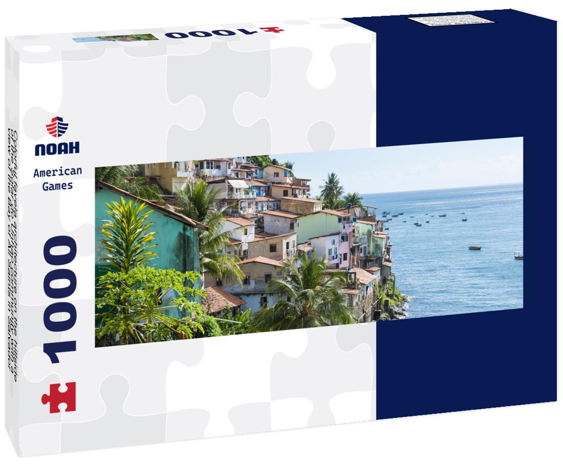 Noah Jigsaw Puzzle Colorful favela architecture on the hillside of the Solar do Unhao community with a view of the Bay of All Saints in Salvador, Bahia, Brazil, panorama Panorama 1000 Pieces