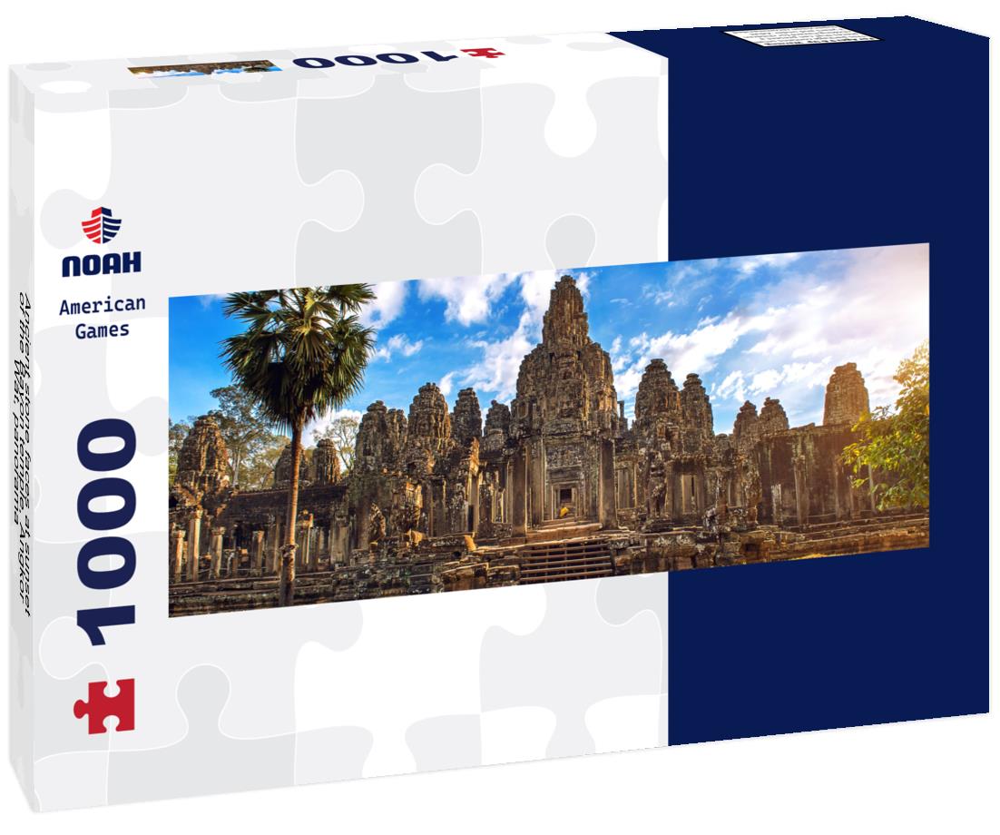 Noah Jigsaw Puzzle Ancient stone faces at sunset of the Bayon temple, Angkor Wat, panorama Panorama 1000 Pieces
