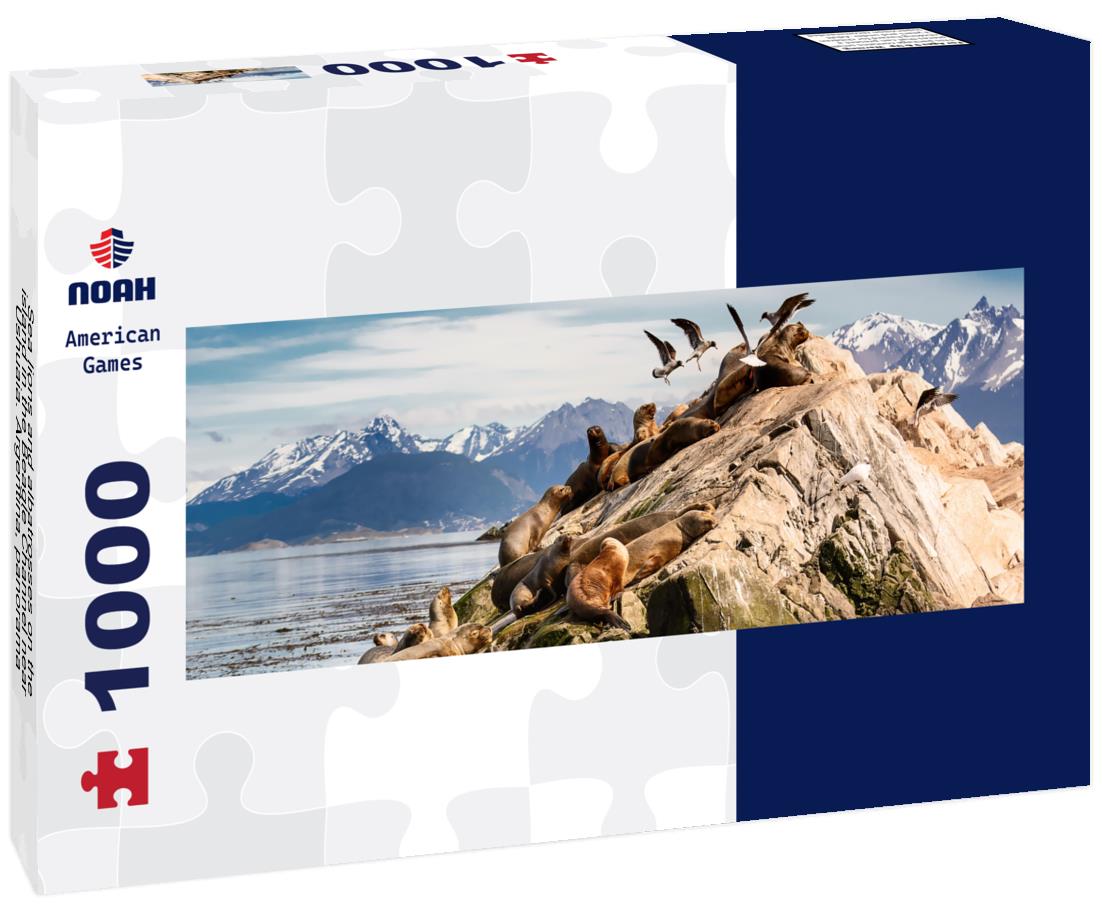 Sea lions and albatrosses on the island in the Beagle Channel near Ushuaia. Argentina, 1000pc Panoramic Puzzle