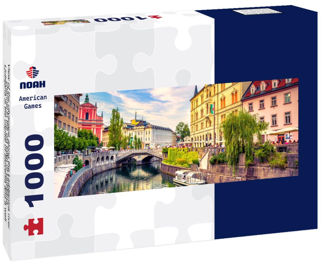 Noah Jigsaw Puzzle View of the cityscape along the Ljubljanica river channel in the old town of Ljubljana. Ljubljana is the capital of Slovenia and a well-known European tourist destination, panorama Panorama 1000 Pieces