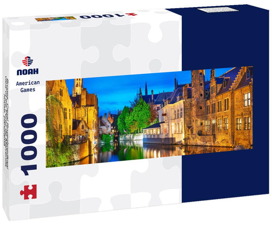 Noah Jigsaw Puzzle Bruges. Canal Rozenhoedkaai view of the Perez de Malvenda house, panorama Panorama 1000 Pieces