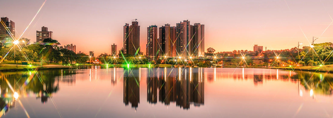 Noah Jigsaw Puzzle Sunset at a lake in a park with the city in the background, Brazil, panorama Panorama 1000 Pieces