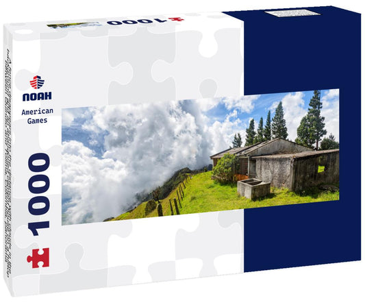 Noah Jigsaw Puzzle A fence disappears into the distance with clouds in the background and an abandoned cement house on a hilltop between Quindio and Tolima, Colombia, panorama Panorama 1000 Pieces