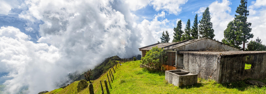 Noah Jigsaw Puzzle A fence disappears into the distance with clouds in the background and an abandoned cement house on a hilltop between Quindio and Tolima, Colombia, panorama Panorama 1000 Pieces