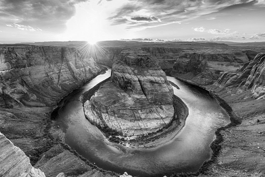 Sunset moment at Horseshoe bend Grand Canyon National Park. Colorado River. famous view point 2000pc PuzzleBlack and White
