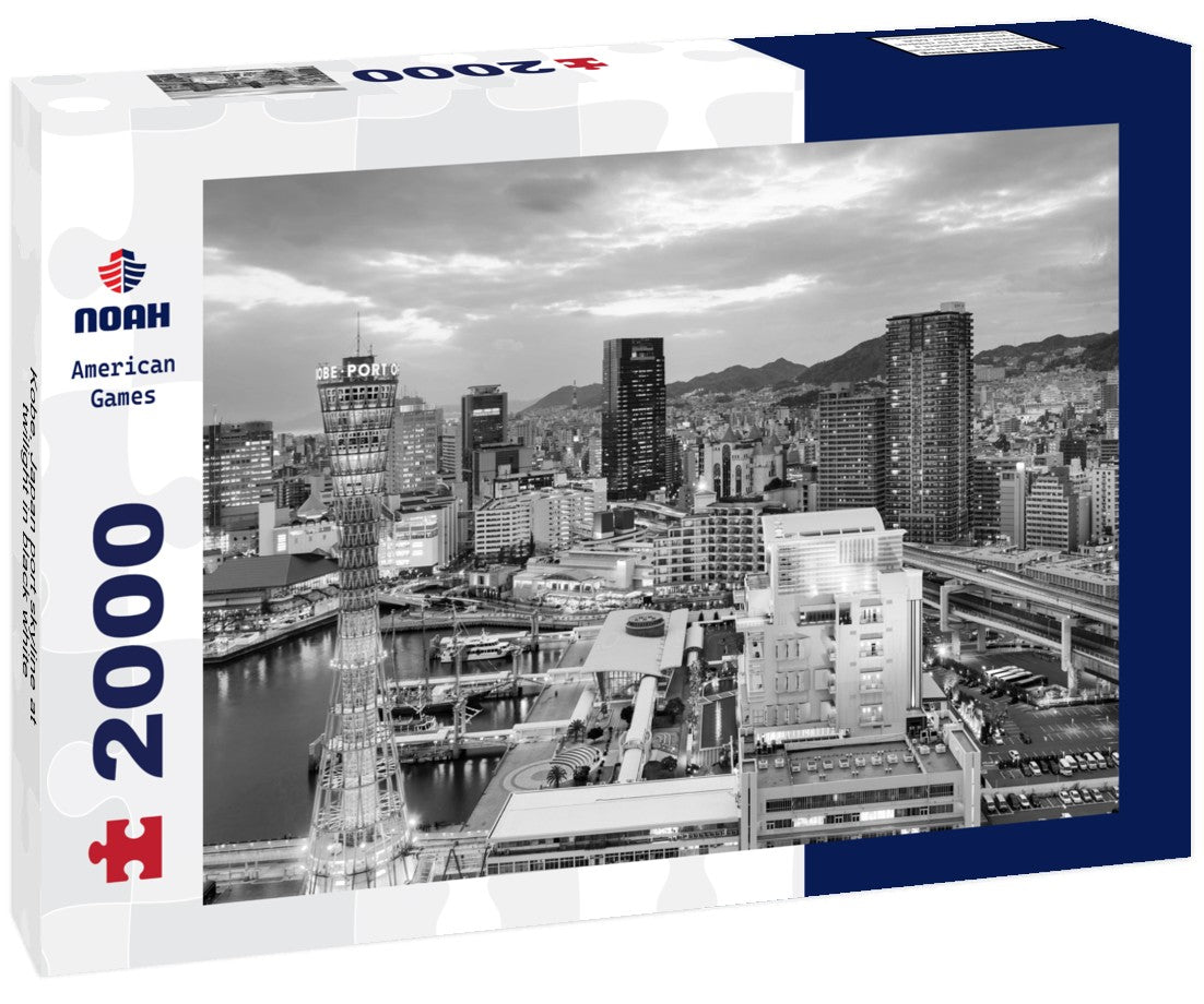 Kobe, Japan port skyline at twilight 2000pc PuzzleBlack and White