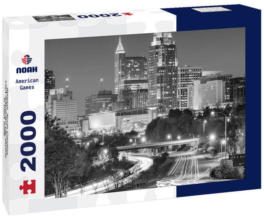 Noah Jigsaw Puzzle Raleigh, North Carolina, USA downtown city skyline in black white 2000 pieces