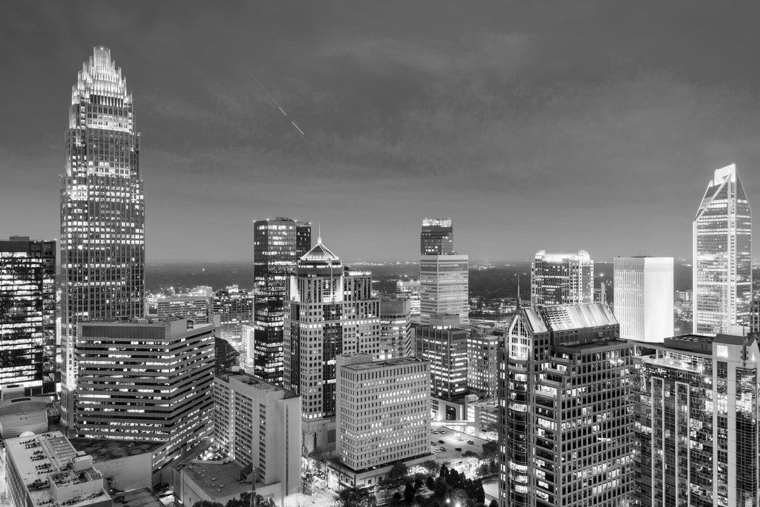 Charlotte, North Carolina, USA uptown skyline at night 2000pc PuzzleBlack and White