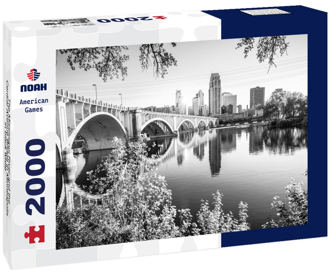 The Mississippi River and the Central Avenue Bridge in Minneapolis 2000pc PuzzleBlack and White