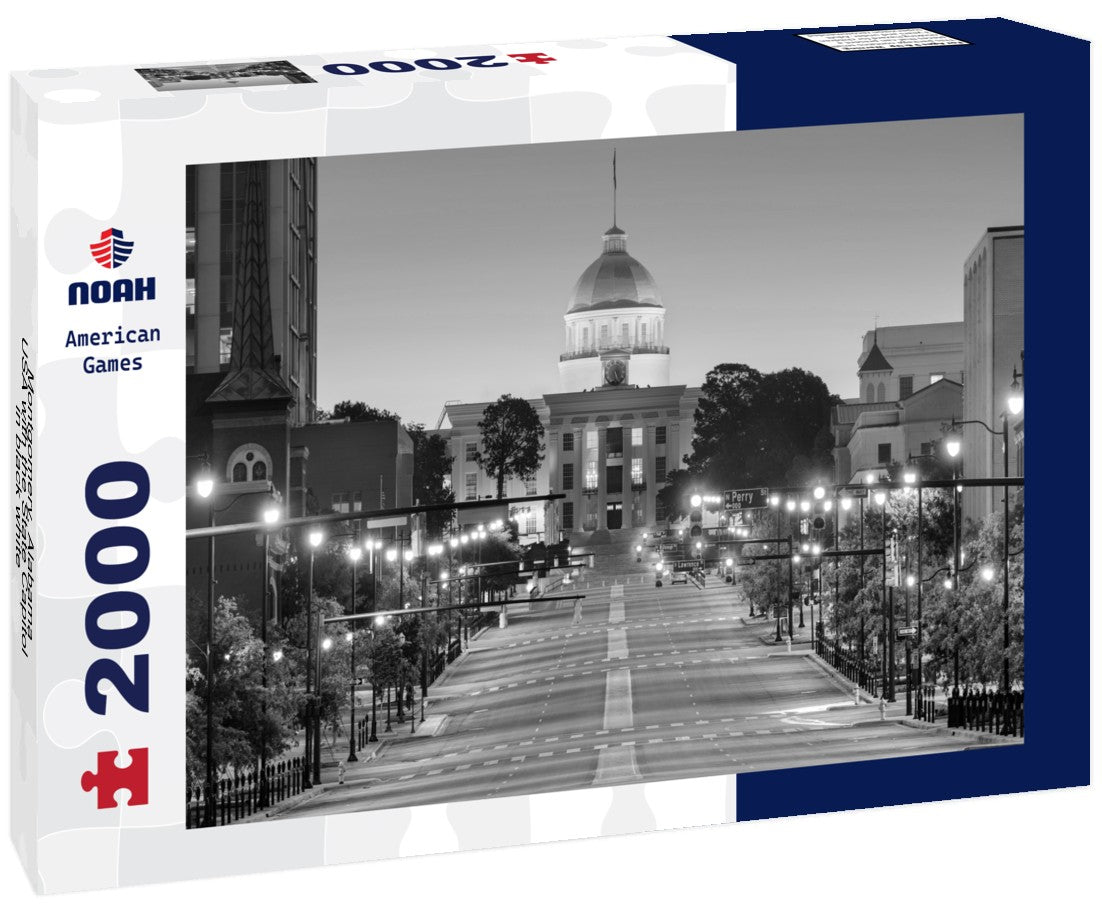 Montgomery, Alabama, USA with the State Capitol 2000pc PuzzleBlack and White