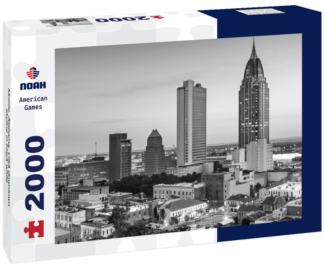 Mobile, Alabama, USA downtown skyline 2000pc PuzzleBlack and White