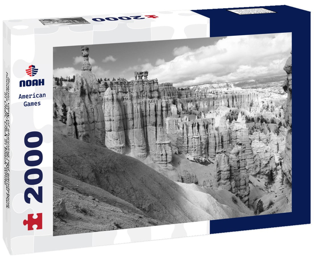Noah Jigsaw Puzzle Scenic view of stunning red sandstone hoodoos in Bryce Canyon National Park in Utah, USA in black white 2000 pieces