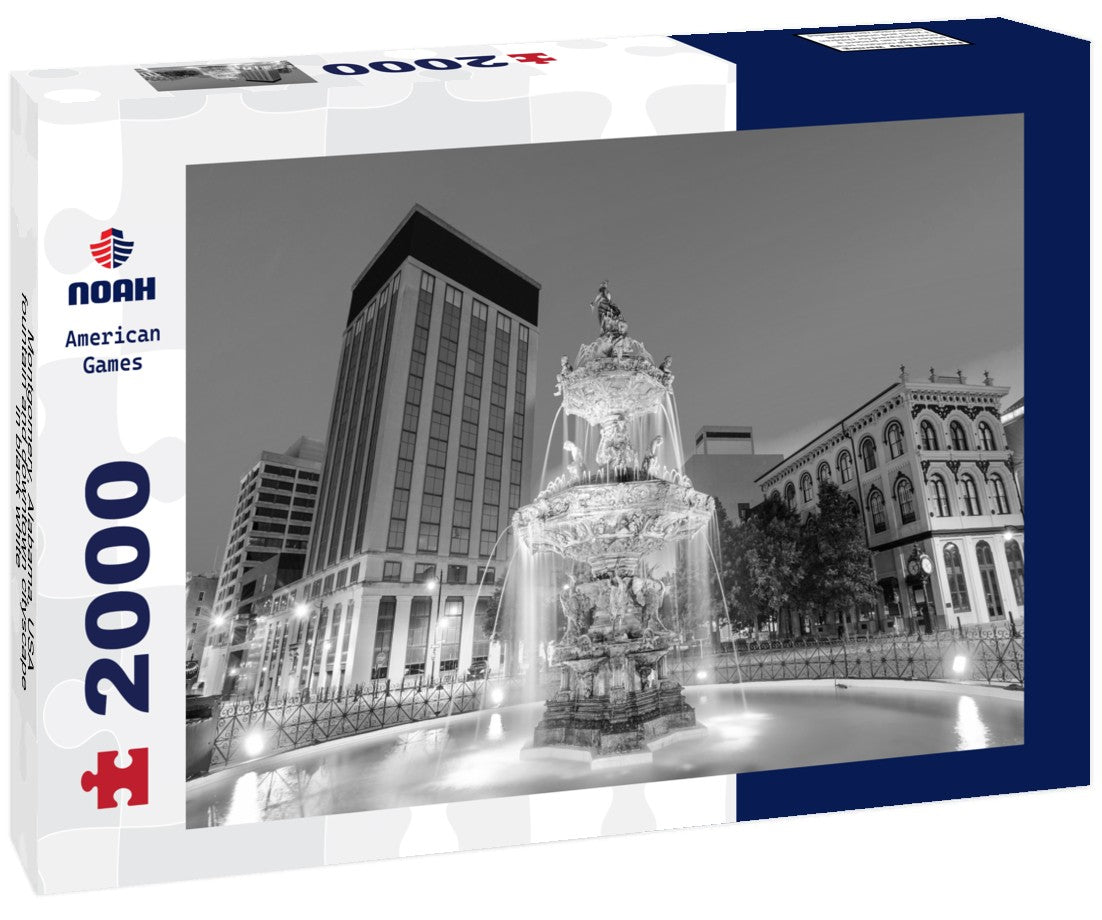 Montgomery, Alabama, USA fountain and downtown cityscape 2000pc PuzzleBlack and White