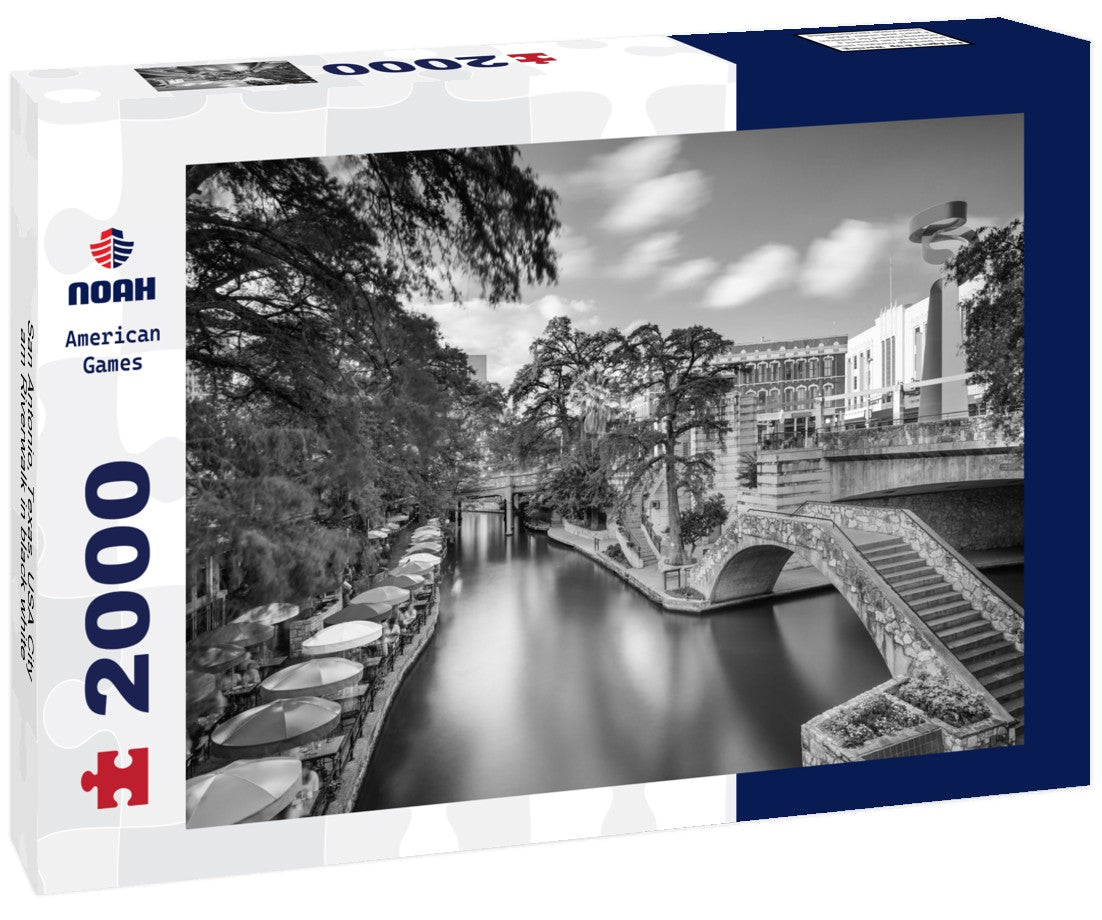 San Antonio, Texas, USA City am Riverwalk 2000pc PuzzleBlack and White