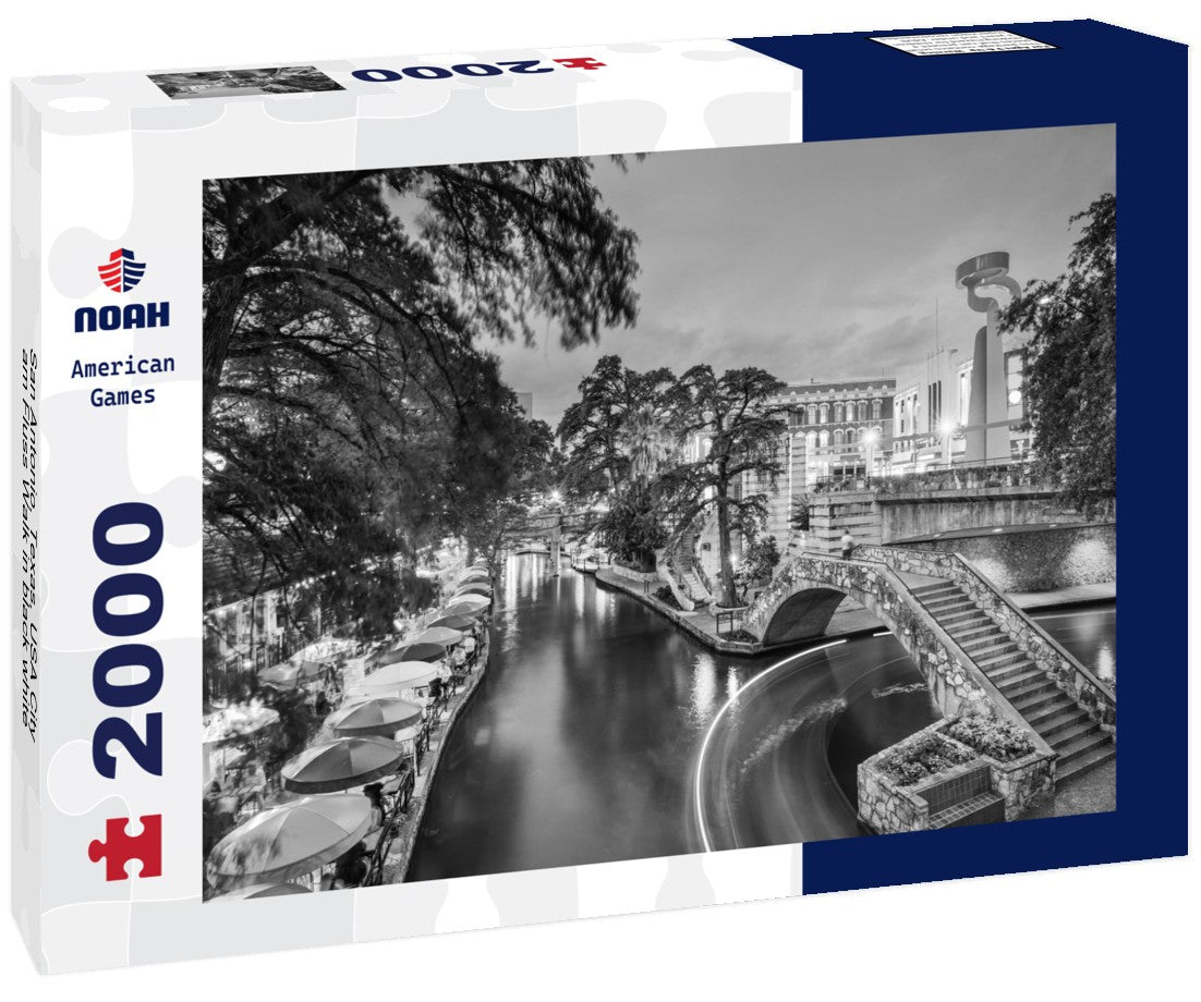 San Antonio, Texas, USA City am Fluss Walk 2000pc PuzzleBlack and White