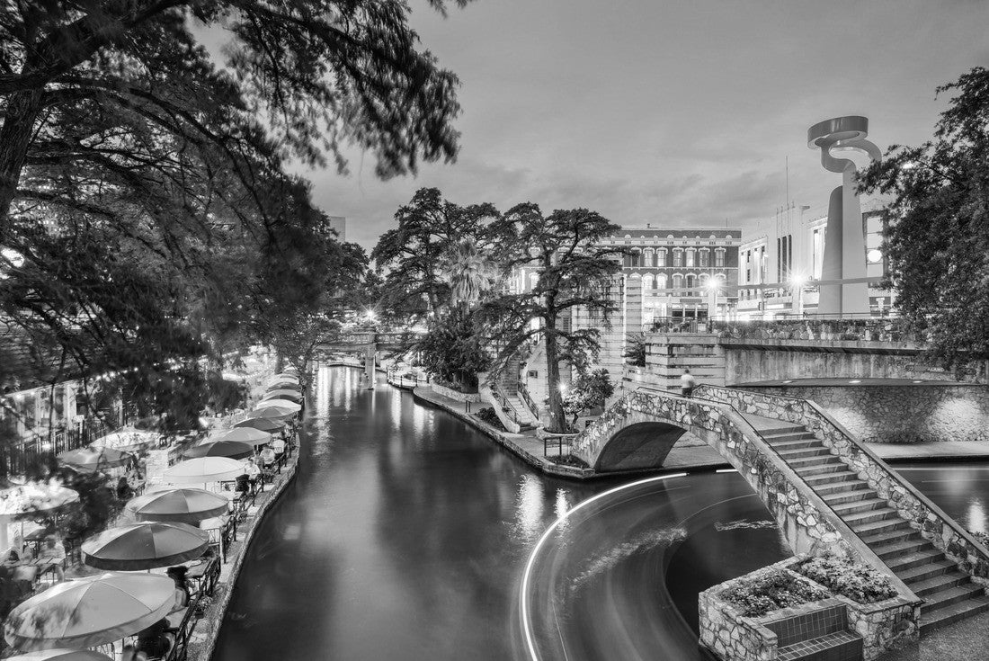 San Antonio, Texas, USA City am Fluss Walk 2000pc PuzzleBlack and White