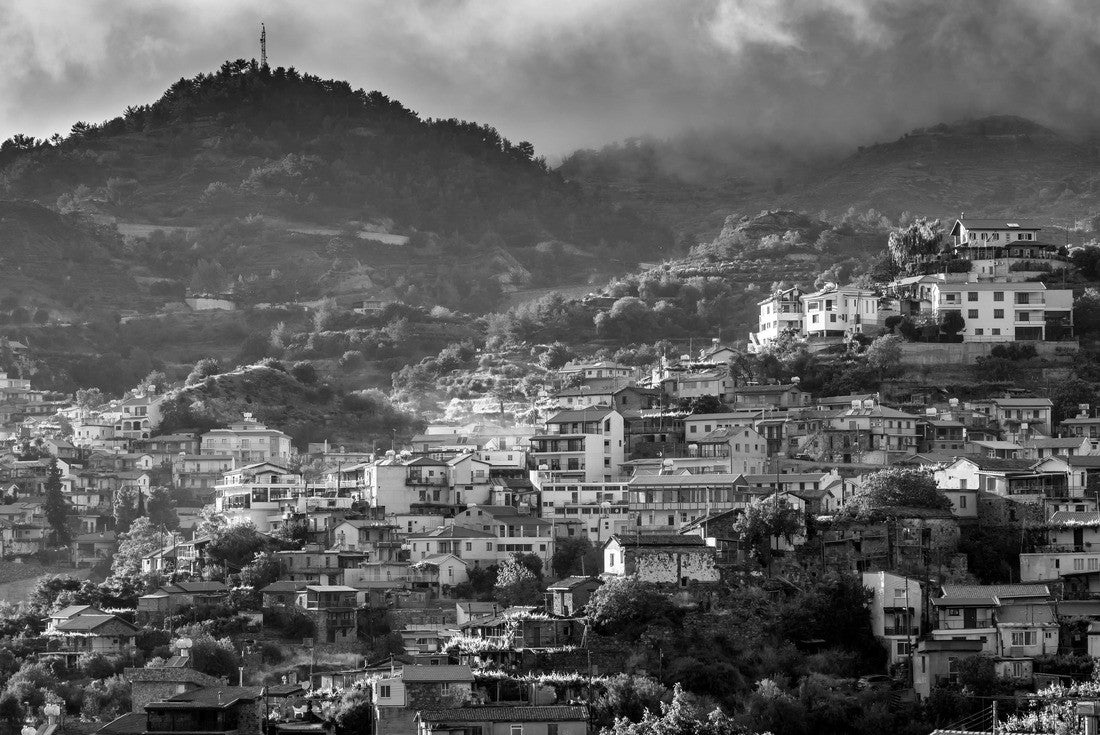 Agros village on top of the Troodos Mountains. Limassol District, Cyprus 2000pc PuzzleBlack and White