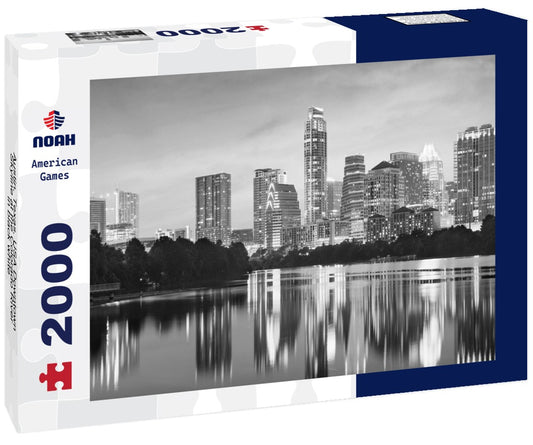 Noah Jigsaw Puzzle Austin, Texas, USA Downtown Skyline at the Colorado River in black white 2000 pieces