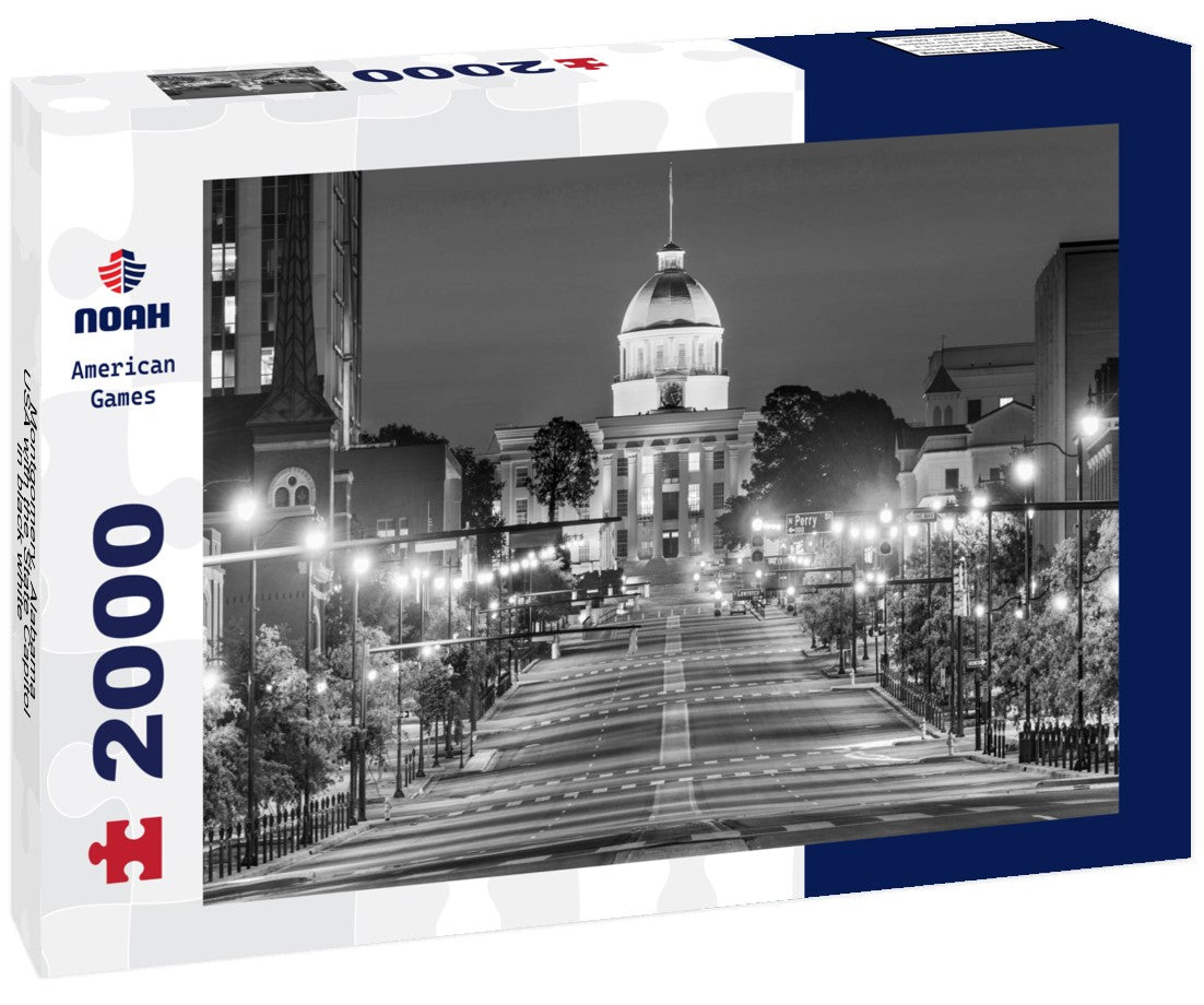 Montgomery, Alabama, USA with the State Capitol 2000pc PuzzleBlack and White