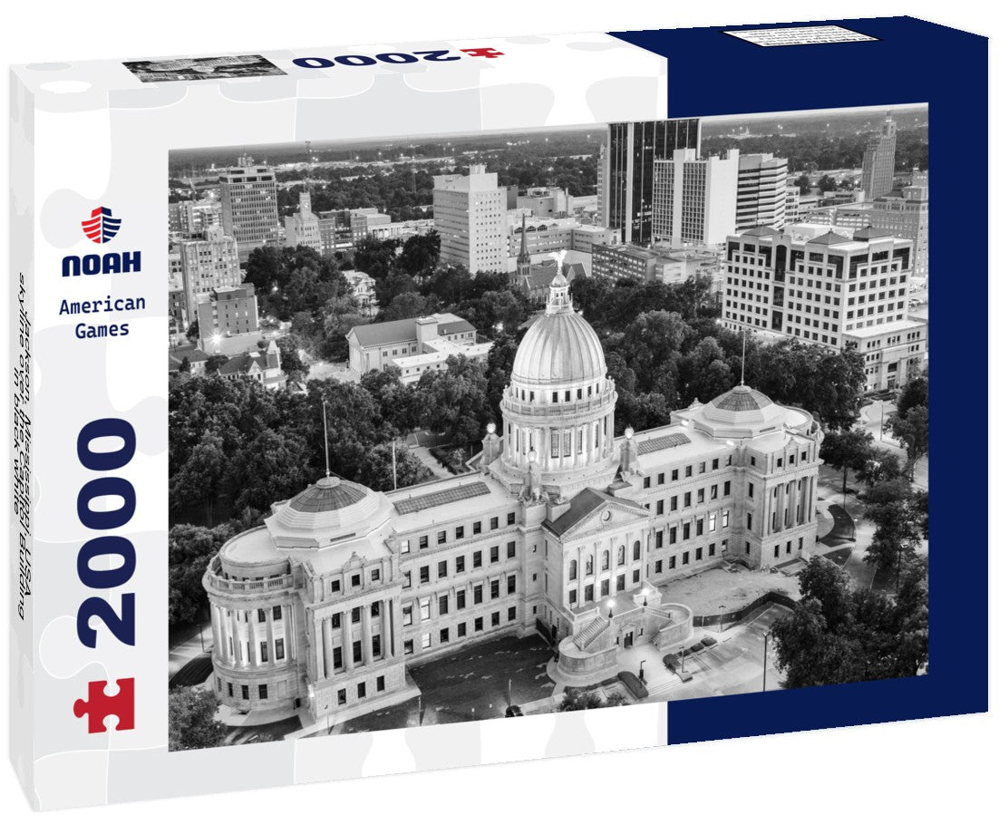 Jackson, Mississippi, USA skyline over the Capitol Building 2000pc PuzzleBlack and White