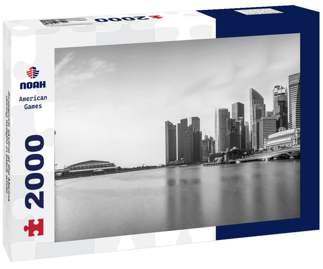 Singapore skyline at the Marina during twilight 2000pc PuzzleBlack and White
