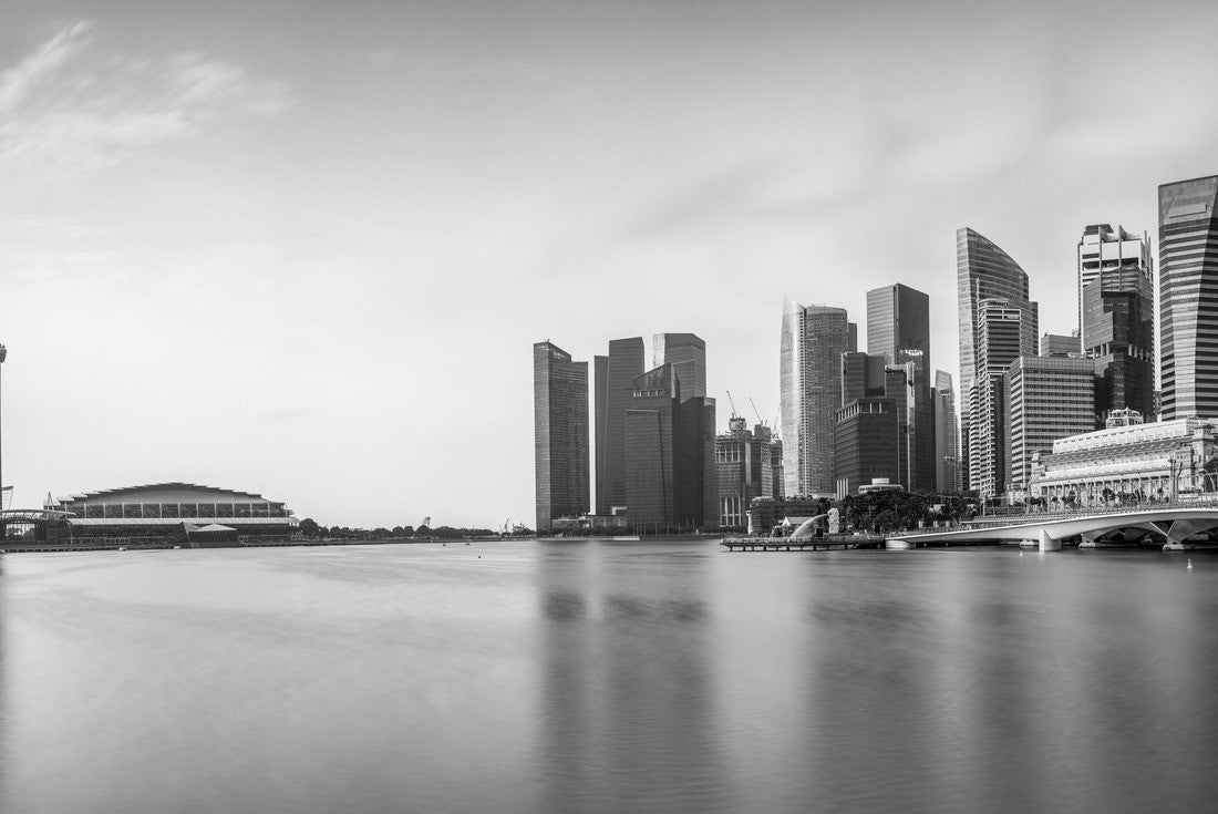Singapore skyline at the Marina during twilight 2000pc PuzzleBlack and White