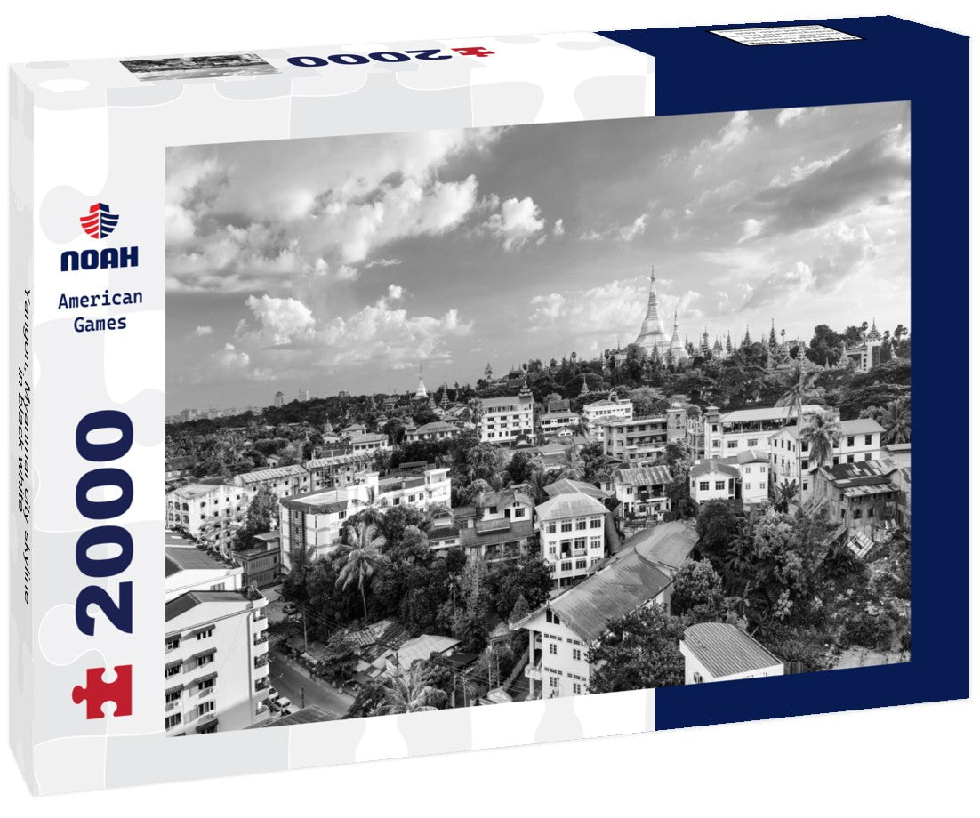 Noah Jigsaw Puzzle Yangon, Myanmar city skyline in black white 2000 pieces