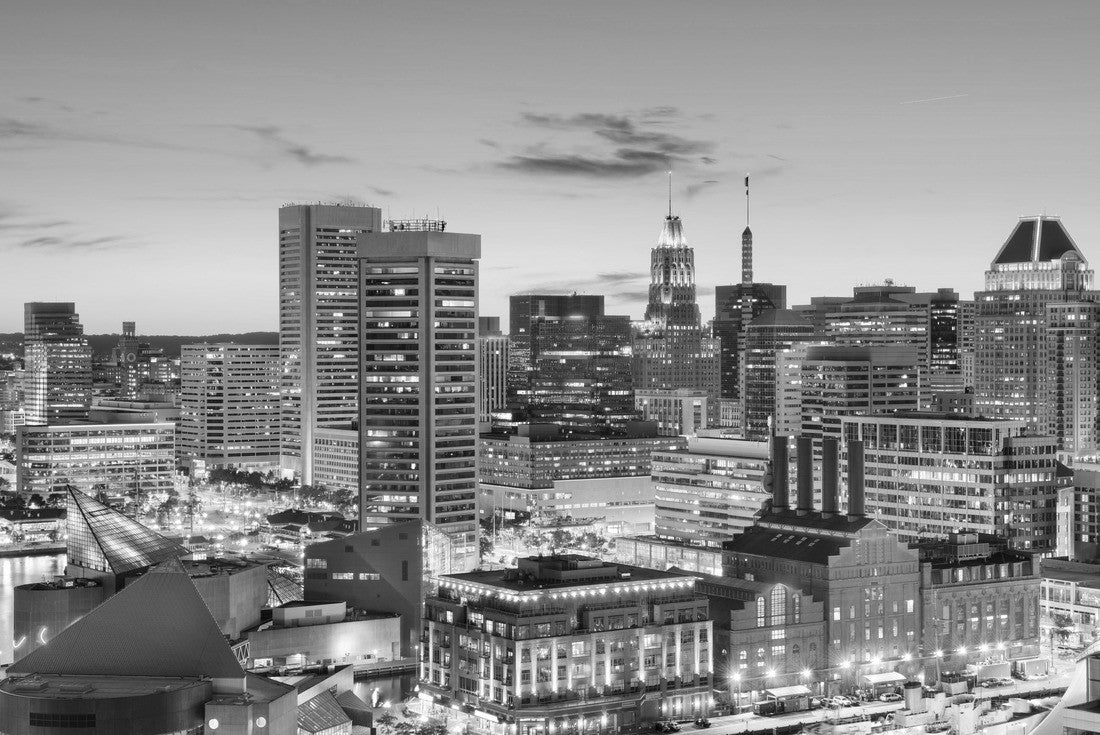Baltimore, Maryland, USA downtown cityscape at dusk 2000pc PuzzleBlack and White