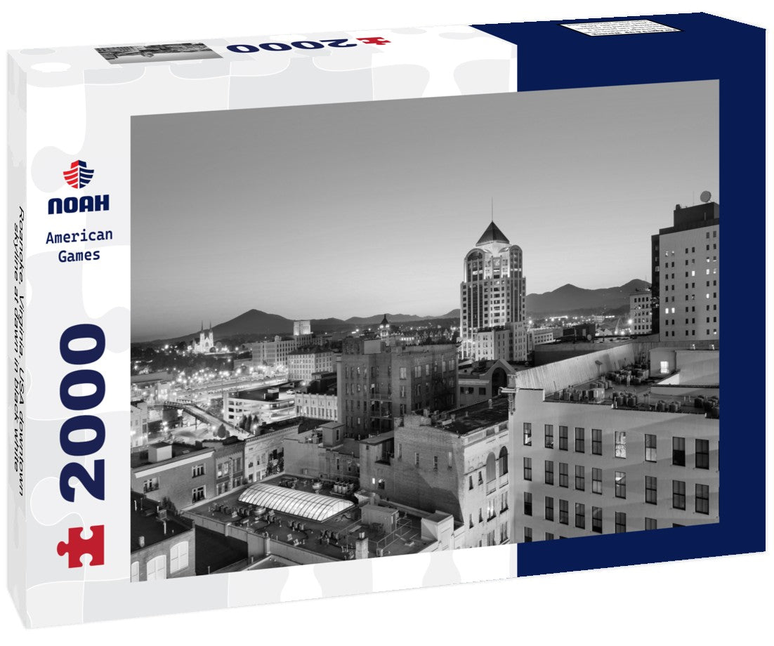 Roanoke, Virginia, USA downtown skyline at dawn 2000pc PuzzleBlack and White
