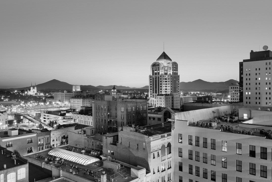 Roanoke, Virginia, USA downtown skyline at dawn 2000pc PuzzleBlack and White