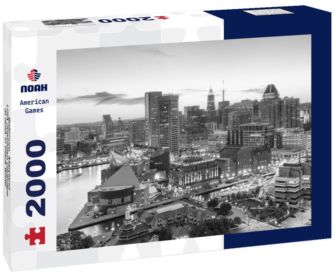 Baltimore, Maryland, USA downtown cityscape at dusk 2000pc PuzzleBlack and White