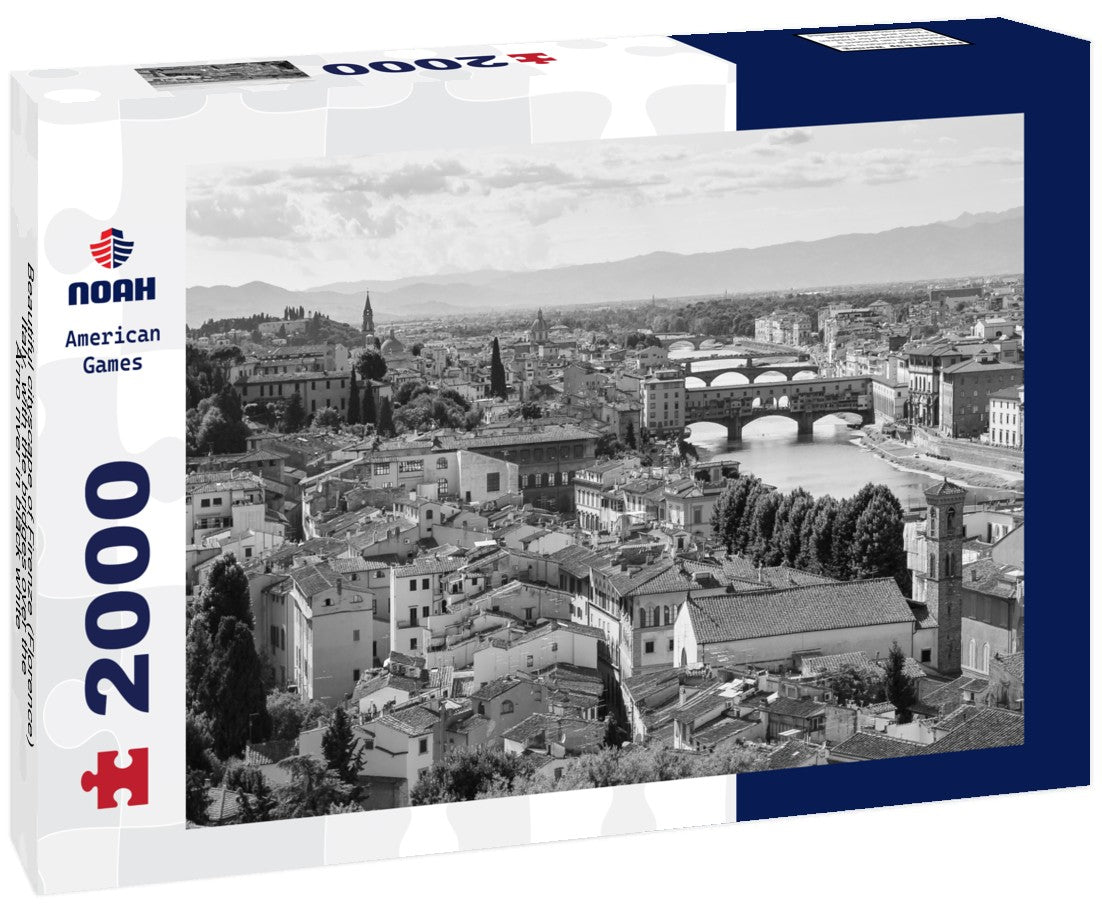 Noah Jigsaw Puzzle Beautiful cityscape of Firenze (Florence), Italy, with the bridges over the Arno river in black white 2000 pieces
