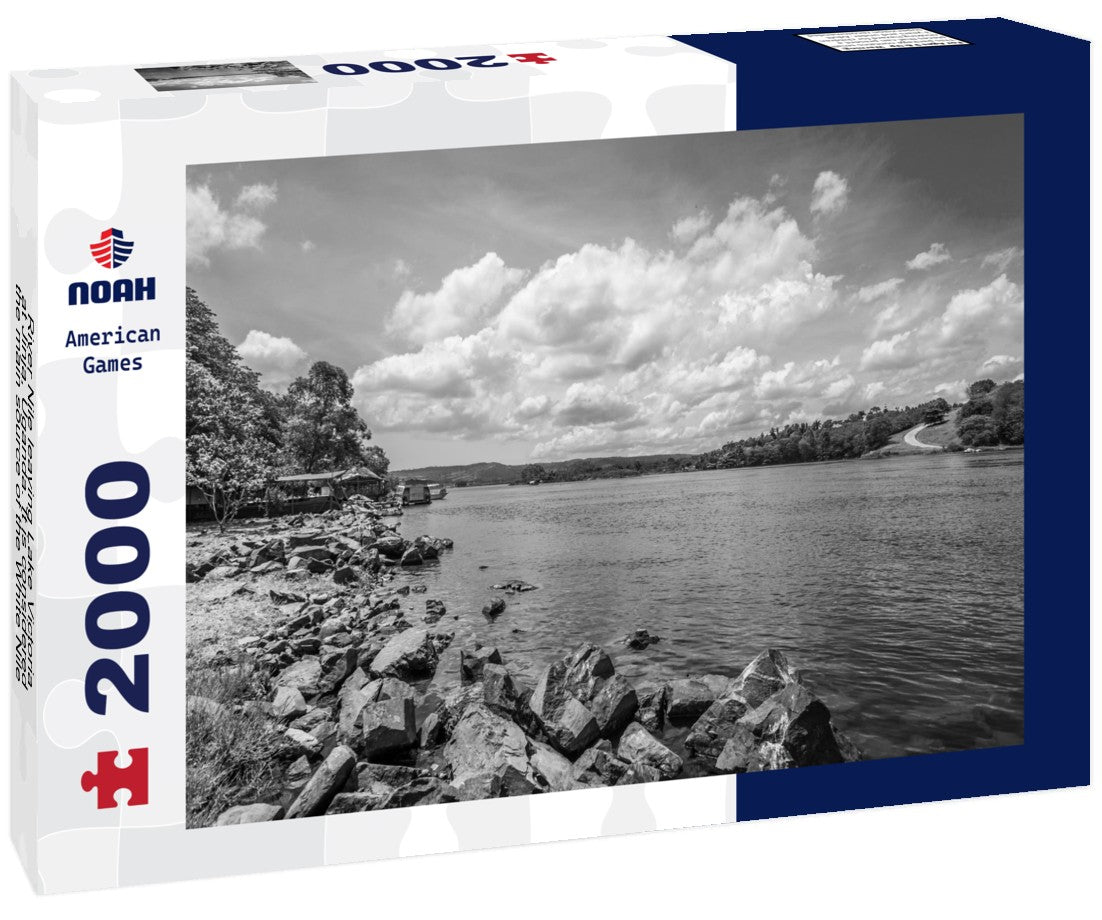 Noah Jigsaw Puzzle River Nile leaving Lake Victoria at Jinja, Uganda. It is considered the main source of the White Nile in black white 2000 pieces