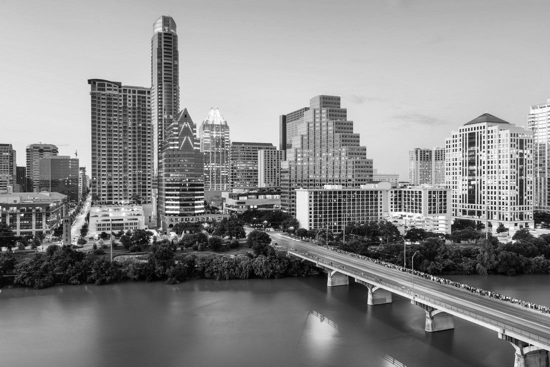 Austin, Texas, USA Downtown Skyline am Colorado River 2000pc PuzzleBlack and White